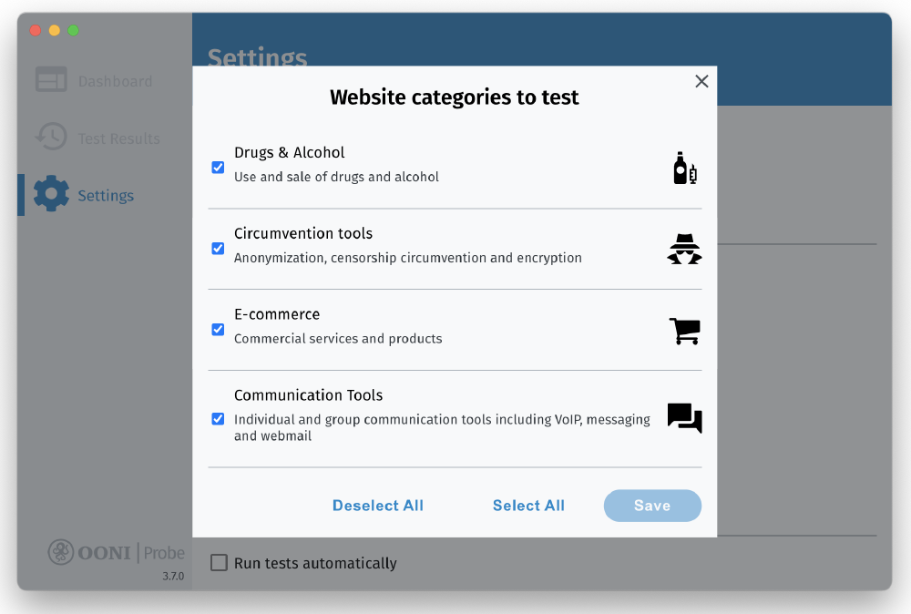 Website categories Website categories